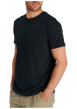 Thumbnail T-shirt col rond en coton noir avec poche poitrine plaquée et motif brodé - Image 3