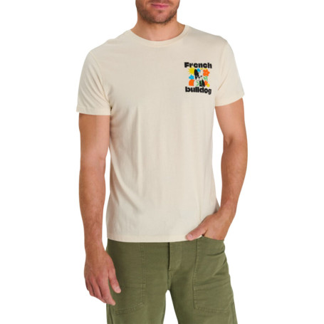 T-shirt en coton écru imprimé bouledogue...