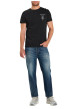 Thumbnail T-shirt col rond en coton noir avec imprimé moto sur la poitrine - Image 3