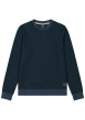 Thumbnail Sweat bleu marine à col rond en maille piquée texturée agrémentée de bord-côte