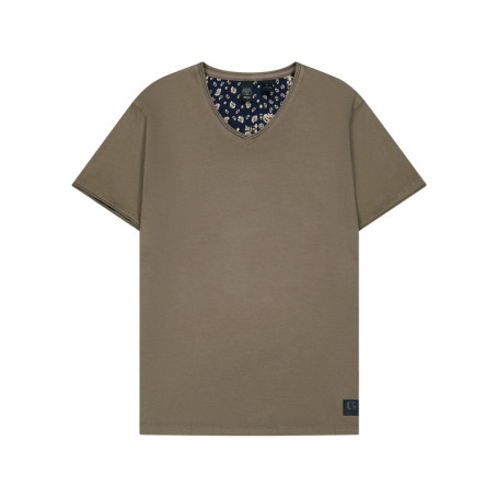 T-shirt en coton taupe avec une coupe droite...