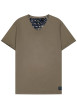 Thumbnail T-shirt en coton taupe avec une coupe droite pourvu d'un col V