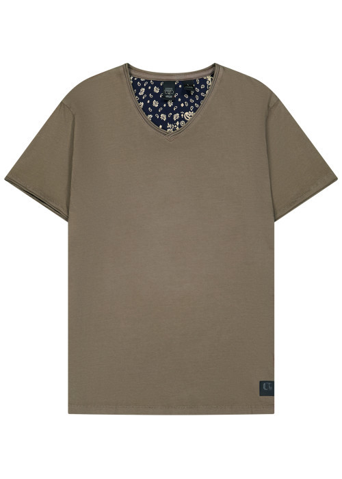 T-shirt en coton taupe avec une coupe droite...