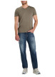 Thumbnail T-shirt en coton taupe avec une coupe droite pourvu d'un col V - Image 3