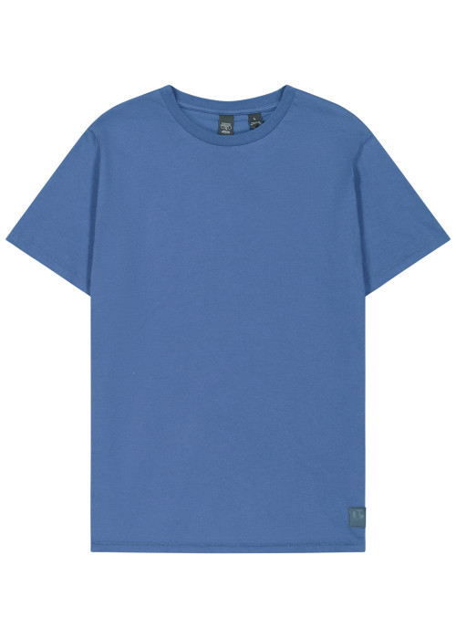 T-shirt en coton à col rond en bord-côte pourvu...
