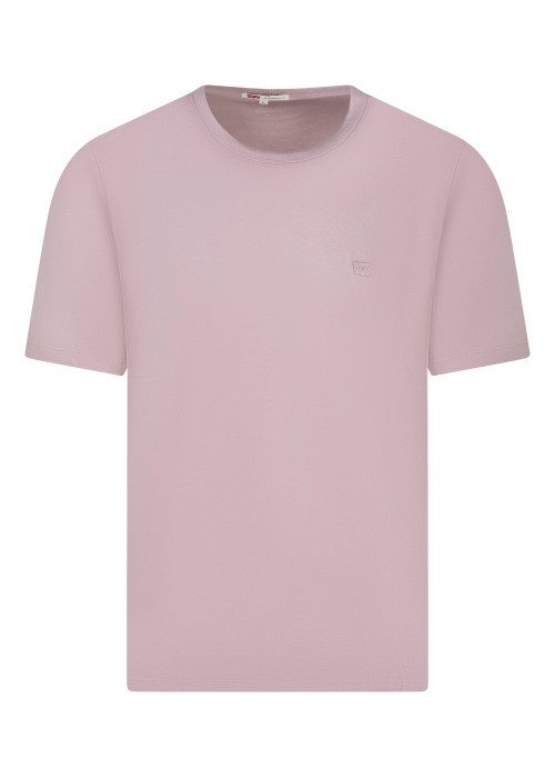 T-shirt en coton mauve à coupe droite pourvu...