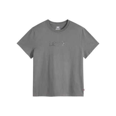 T-shirt en coton gris à coupe droite pourvu...