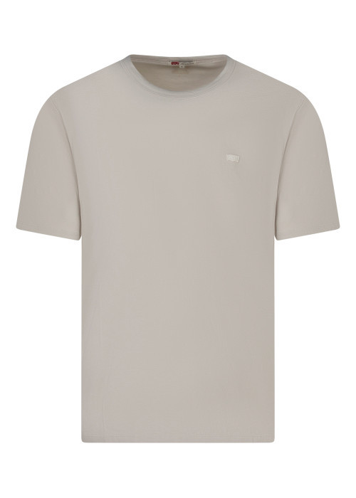 T-shirt en coton beige à coupe droite pourvu d'un col rond et de manches courtes