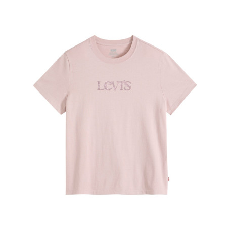 T-shirt en coton rose à coupe droite pourvu...