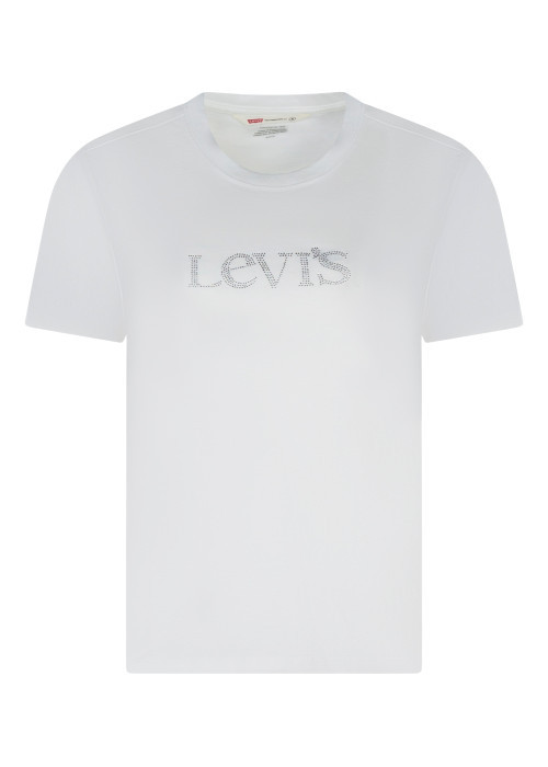 T-shirt en coton blanc à coupe droite pourvu...