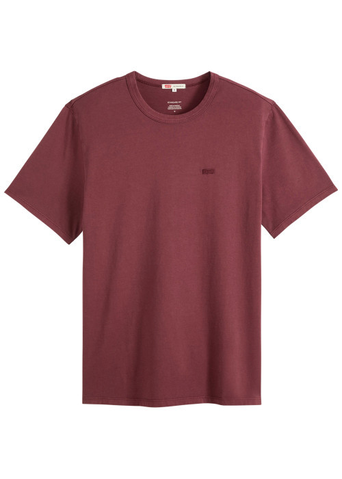 T-shirt en coton bordeaux à coupe droite pourvu...