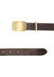 Thumbnail Ceinture en cuir marron en maille lisse pourvu d'une fermeture à boucle dorée - Image 2