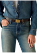 Thumbnail Ceinture en cuir marron en maille lisse pourvu d'une fermeture à boucle dorée - Image 3