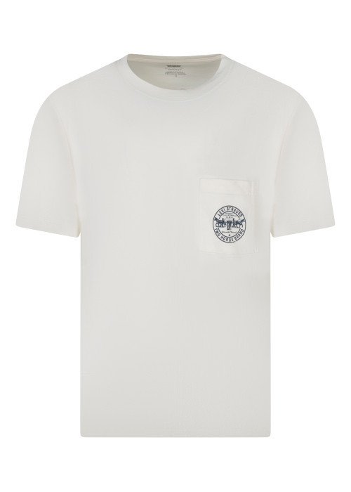 T-shirt en coton écru imprimé à coupe droite...