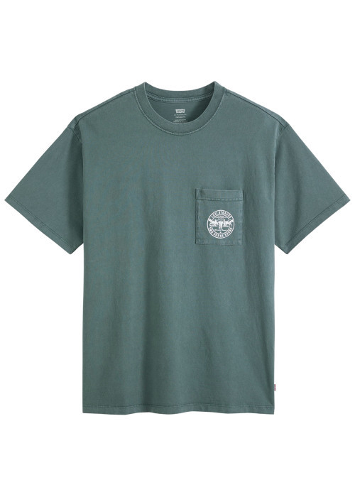 T-shirt en coton ardoise à coupe droite pourvu...
