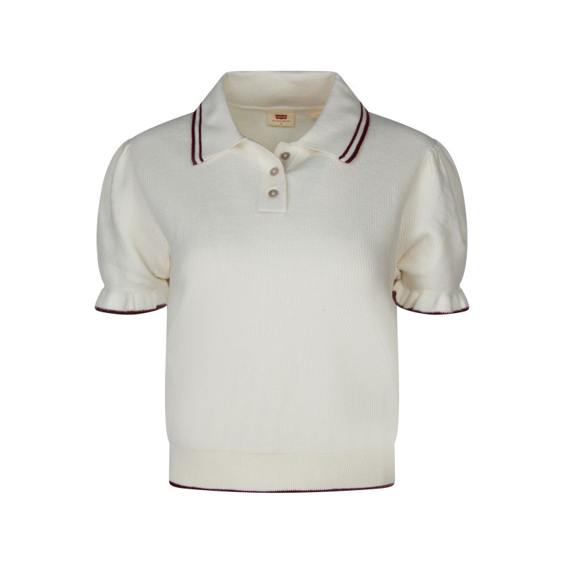Levi's® - Pull écru à Coupe Ajustée Pourvu D'un Col Polo Et De Manches Courtes - Beige Levi's® - Pull écru à Coupe Ajustée Pourvu D'un Col Polo Et De Manches Courtes - Beige
