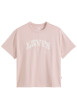 Thumbnail T-shirt en coton rose à coupe droite pourvu d'un col rond et de manches courtes