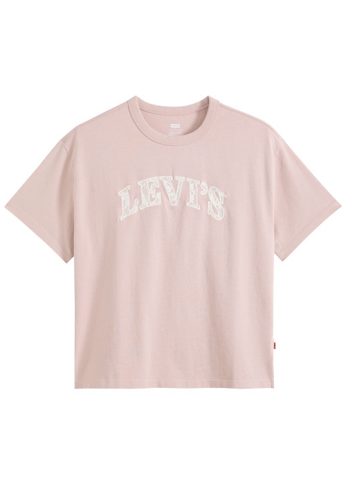 T-shirt en coton rose à coupe droite pourvu...