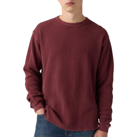 T-shirt en coton bordeaux à coupe droite pourvu...