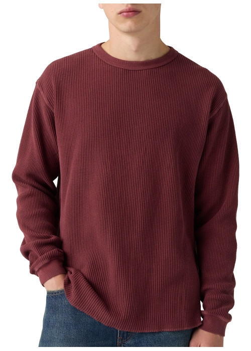T-shirt en coton bordeaux à coupe droite pourvu...