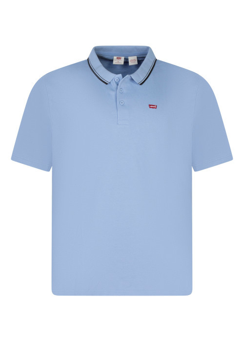Polo en coton bleu à coupe droite pourvu d'un...