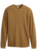 Thumbnail T-shirt en coton camel à coupe droite pourvu de manches longues