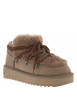 Thumbnail Boots taupe à talon compensé bas et à slip-on avec lacets ronds décoratifs - Image 2