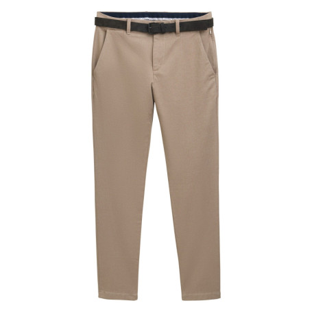 Pantalon Chino Traveler en coton beige uni avec...