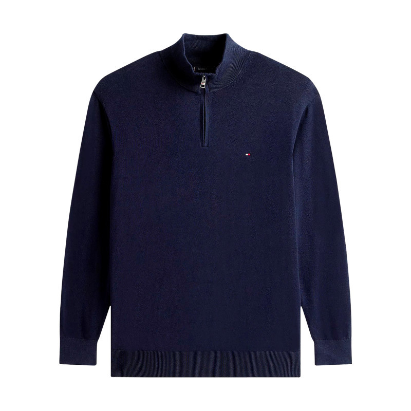 Tommy Hilfiger Big &tall - Pull Grande Taille En Coton Marine Avec Une Coupe Ajustée Et Un Col Camionneur - Marine