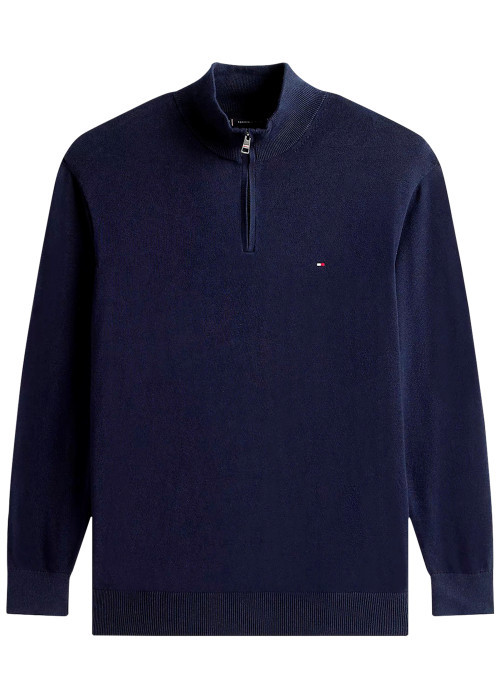 Pull Grande Taille en coton marine avec une coupe ajustée et un col camionneur