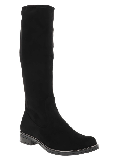 Bottes femme midi noires avec effet velours et...