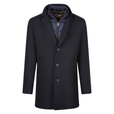 Manteau long marine uni à coupe droite avec un...