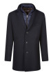 Thumbnail Manteau long marine uni à coupe droite avec un col à revers et 3 poches