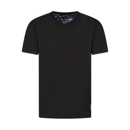 T-shirt en coton noir uni avec un petit patch...