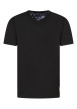 Thumbnail T-shirt en coton noir uni avec un petit patch carré cousu et à col v