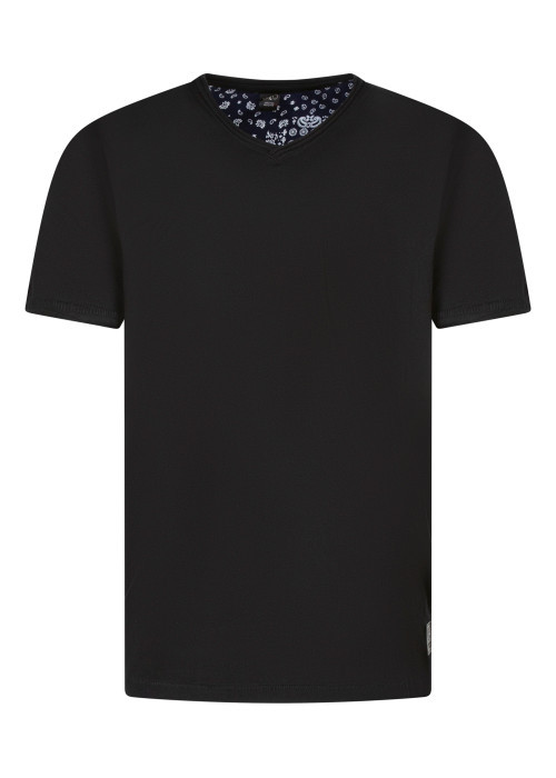 T-shirt en coton noir uni avec un petit patch...