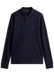 Thumbnail Polo en coton marine uni avec une coupe droite et un col à rabats