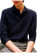 Thumbnail Polo en coton marine uni avec une coupe droite et un col à rabats - Image 5