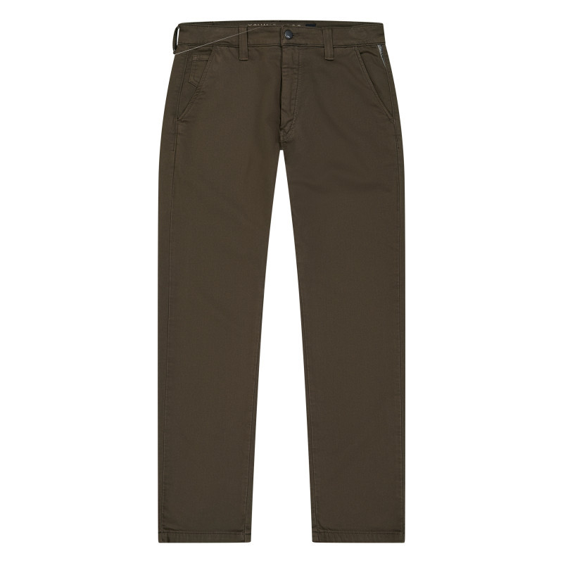 Le Temps Des Cerises - Pantalon Chino En Coton Mélangé Chocolat Pourvu D'une Coupe Droite - Marron