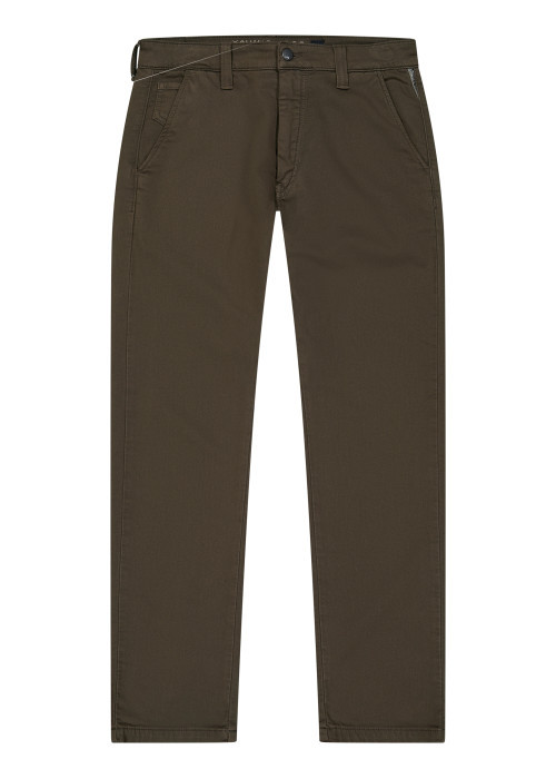 Pantalon chino en coton mélangé chocolat pourvu...