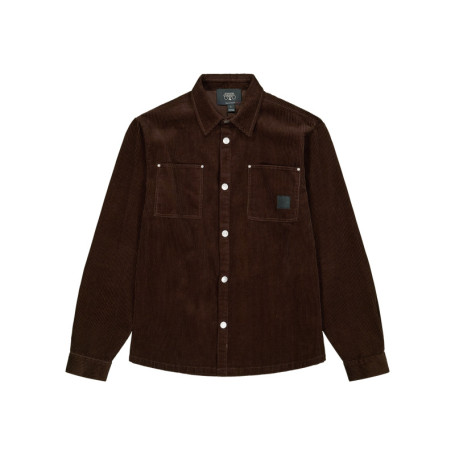 Chemise en coton de velours côtelé marron avec...