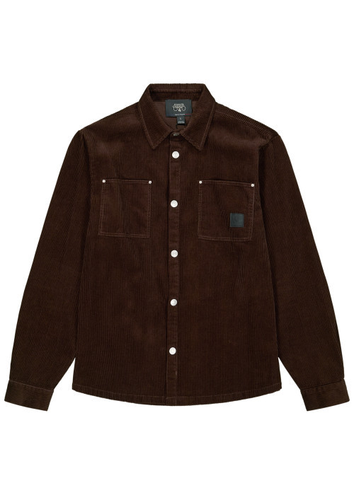 Chemise en coton de velours côtelé marron avec...