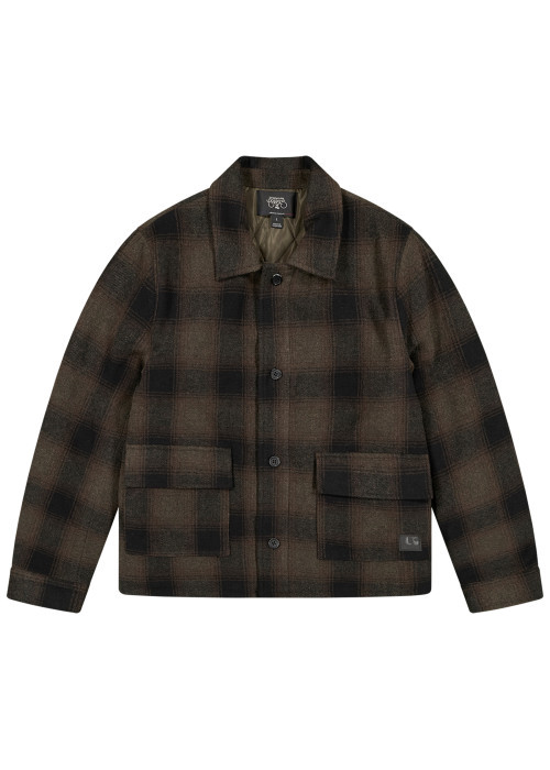 Veste noire et taupe à carreaux pourvue d'un...
