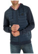 Thumbnail Veste bi-matière zippé bleu marine à coupe droite avec un col à capuche