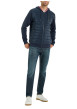 Thumbnail Veste bi-matière zippé bleu marine à coupe droite avec un col à capuche - Image 3
