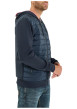 Thumbnail Veste bi-matière zippé bleu marine à coupe droite avec un col à capuche - Image 4