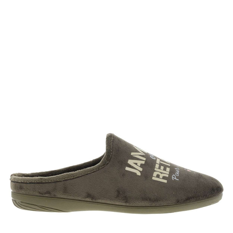 La Maison De L'espadrille - Mules Kaki à Talon Plat Avec Des écritures Imprimées Sur L'empeigne - Kaki