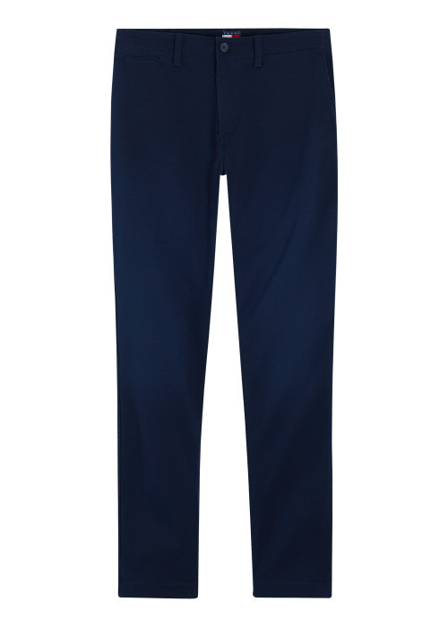 Pantalon chino en coton marine à coupe droite pourvu de poches