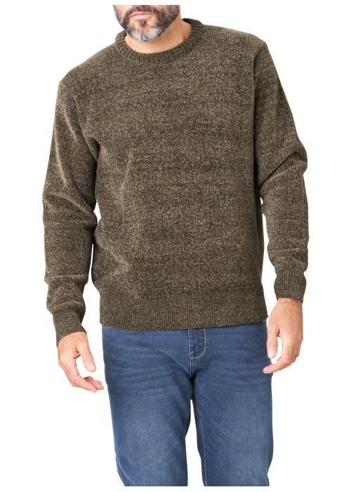 Pull kaki uni avec une coupe droite et des...