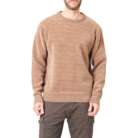 Pull beige uni avec une coupe droite et des...